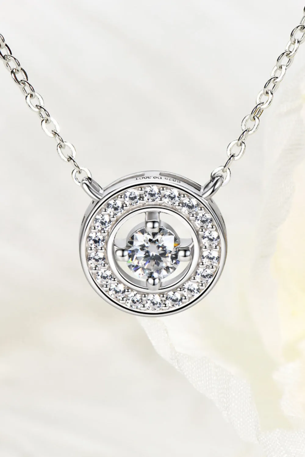 925 Sterling Silver Moissanite Geometric Pendant Necklace