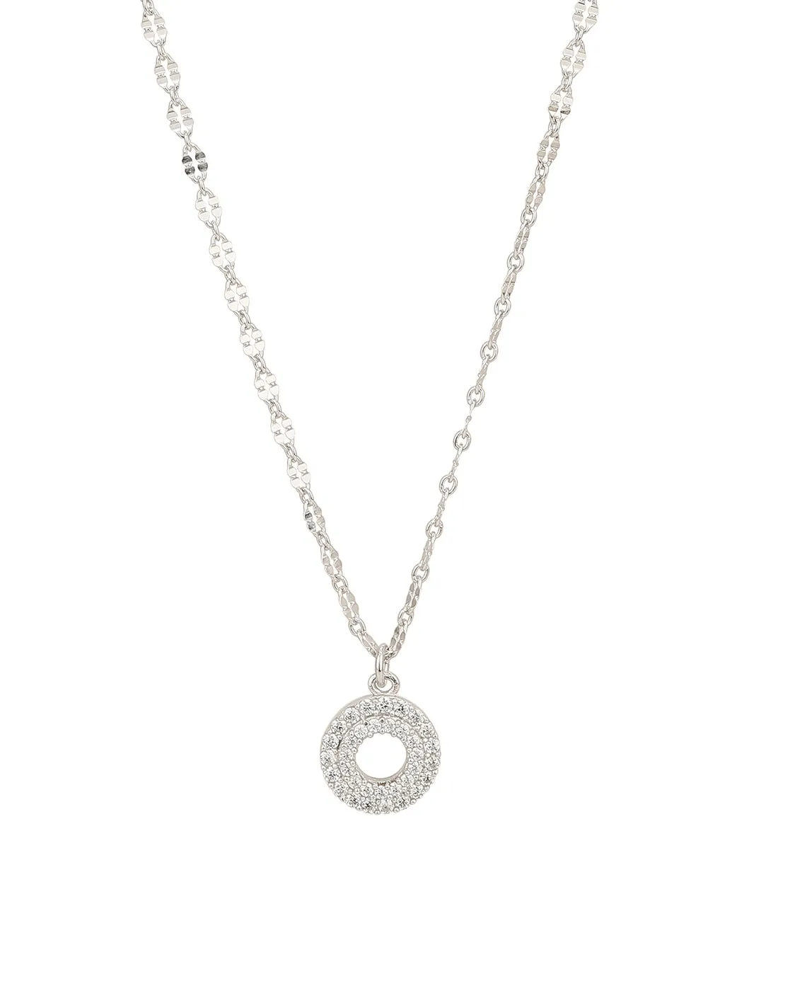 925 Sterling Silver Rhodium Plated With Cz Pendant And Chain