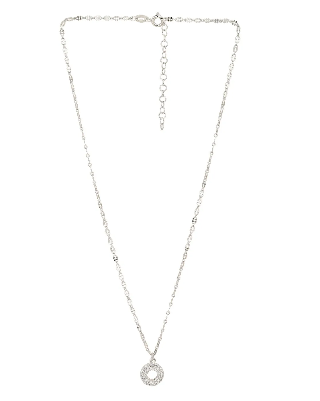 925 Sterling Silver Rhodium Plated With Cz Pendant And Chain