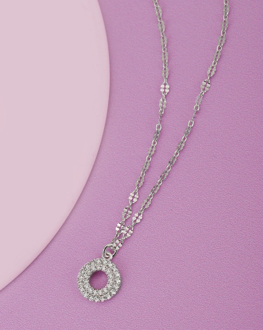 925 Sterling Silver Rhodium Plated With Cz Pendant And Chain