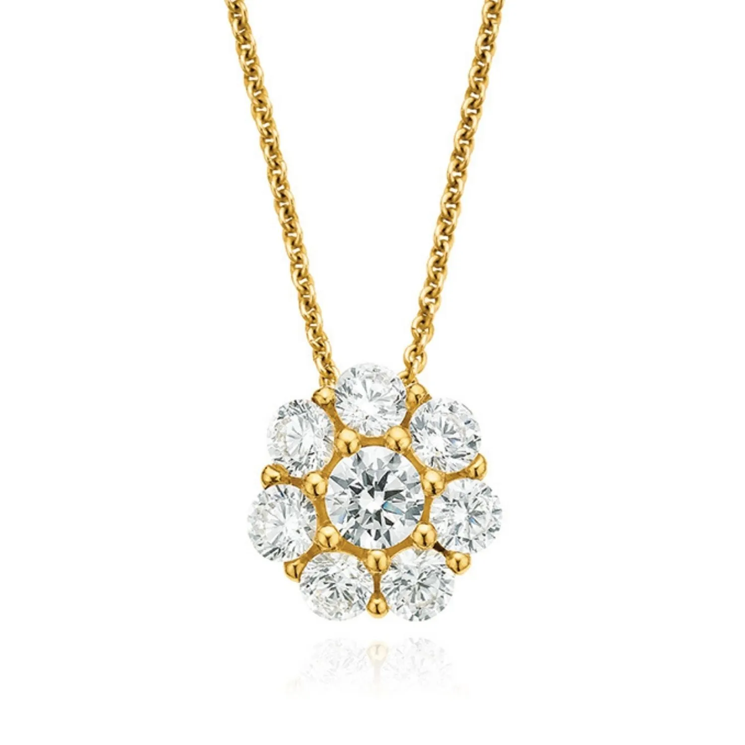 9ct Yellow Gold Silver Filled White Cubic Zirconia Cluster Pendant