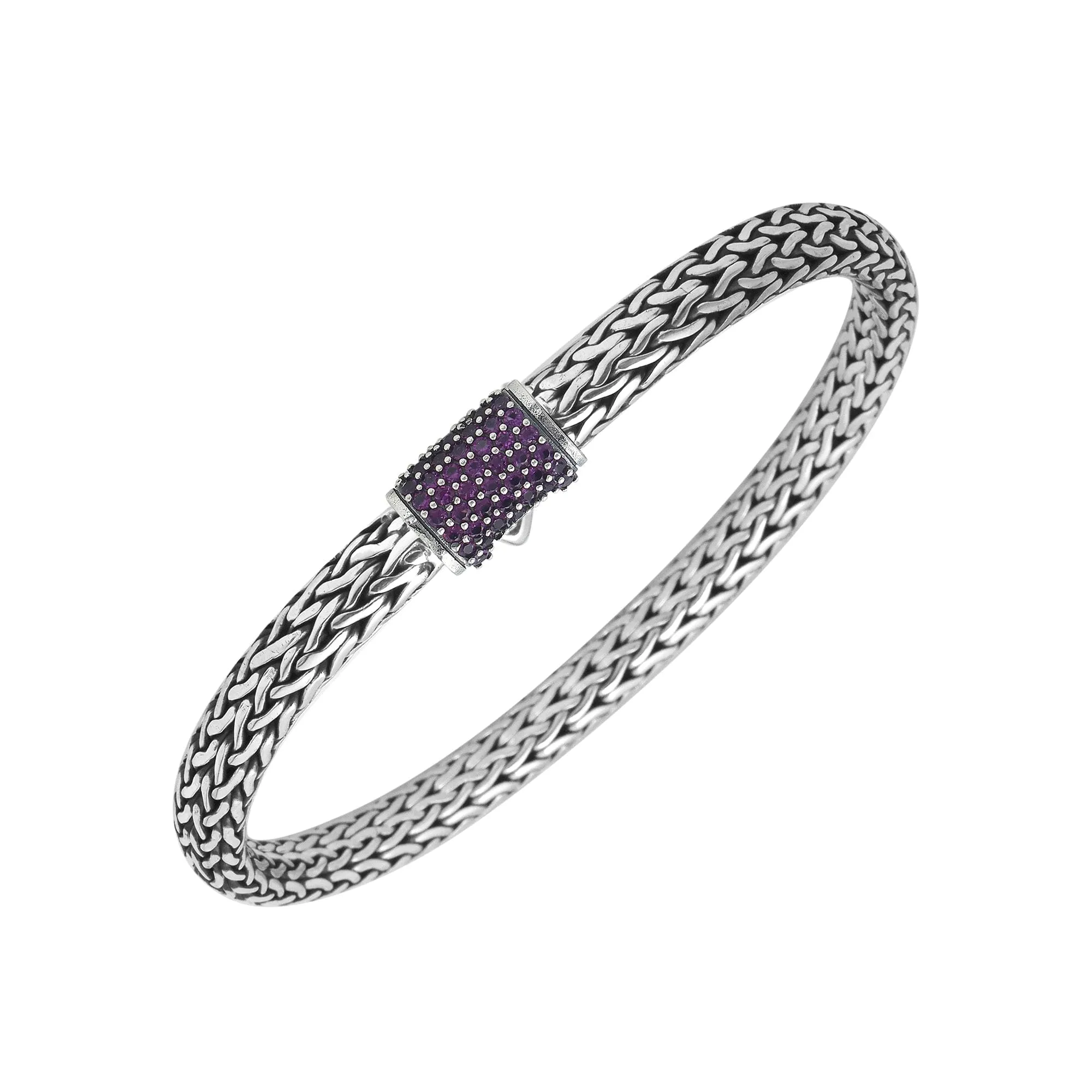 AB-1122-AM Sterling Silver Bracelet With Amethyst Q.