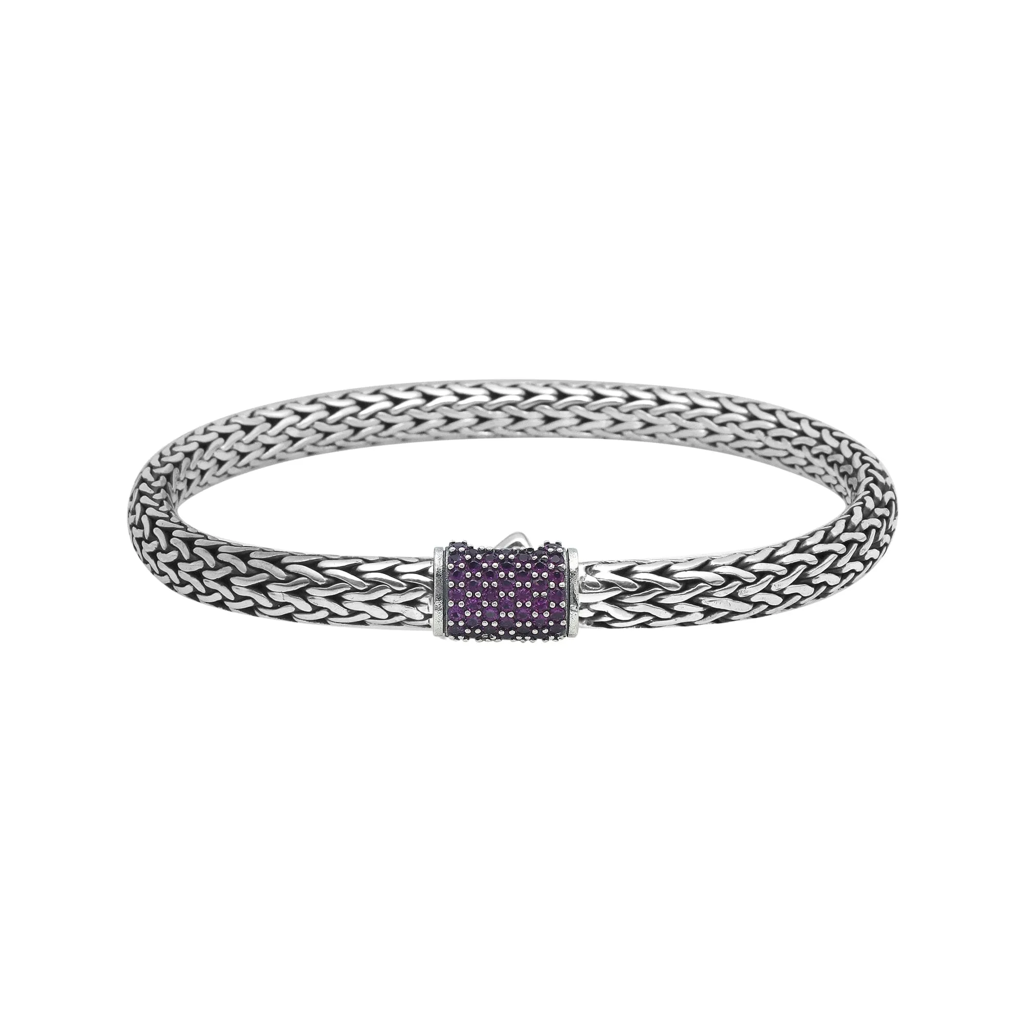 AB-1122-AM Sterling Silver Bracelet With Amethyst Q.