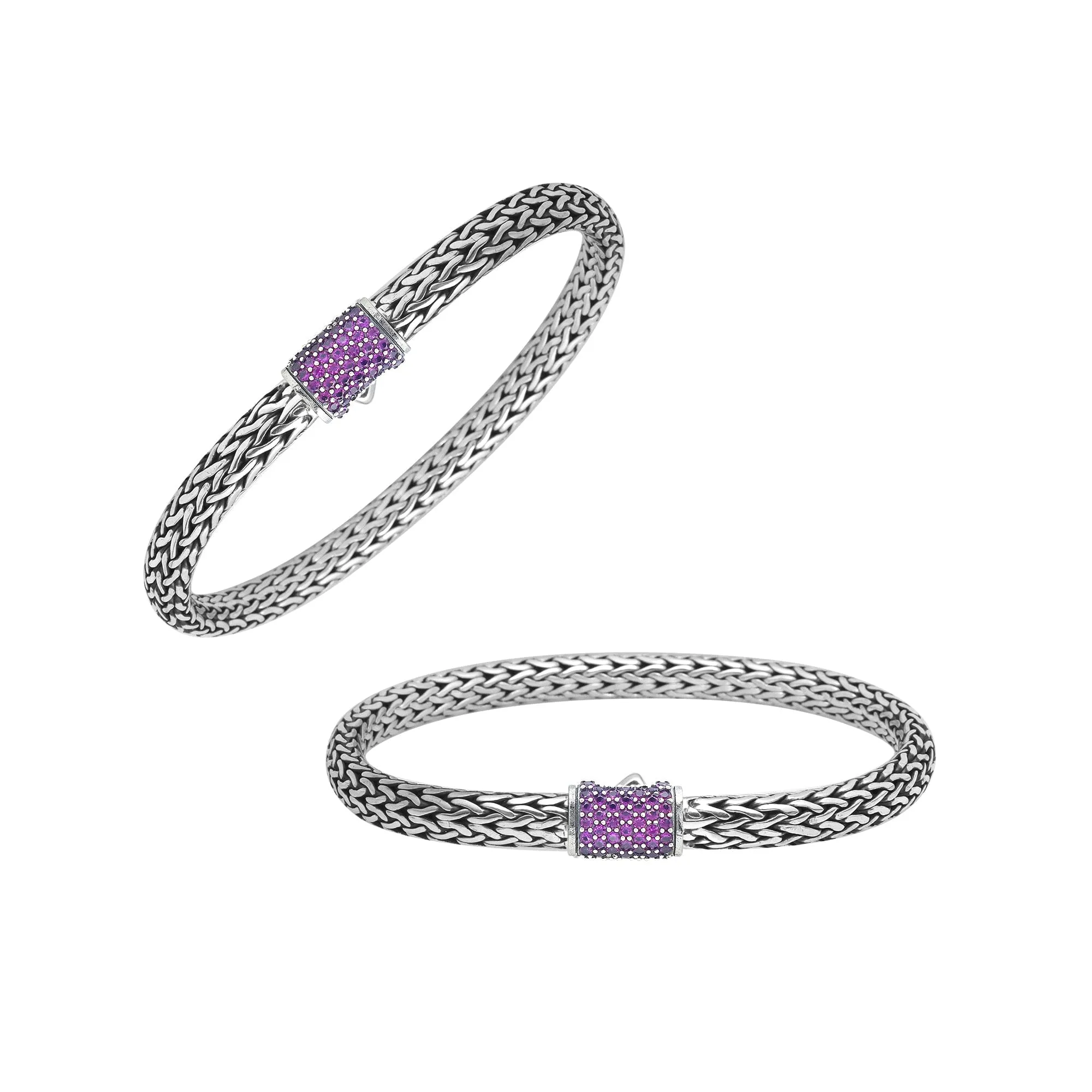 AB-1122-AM Sterling Silver Bracelet With Amethyst Q.