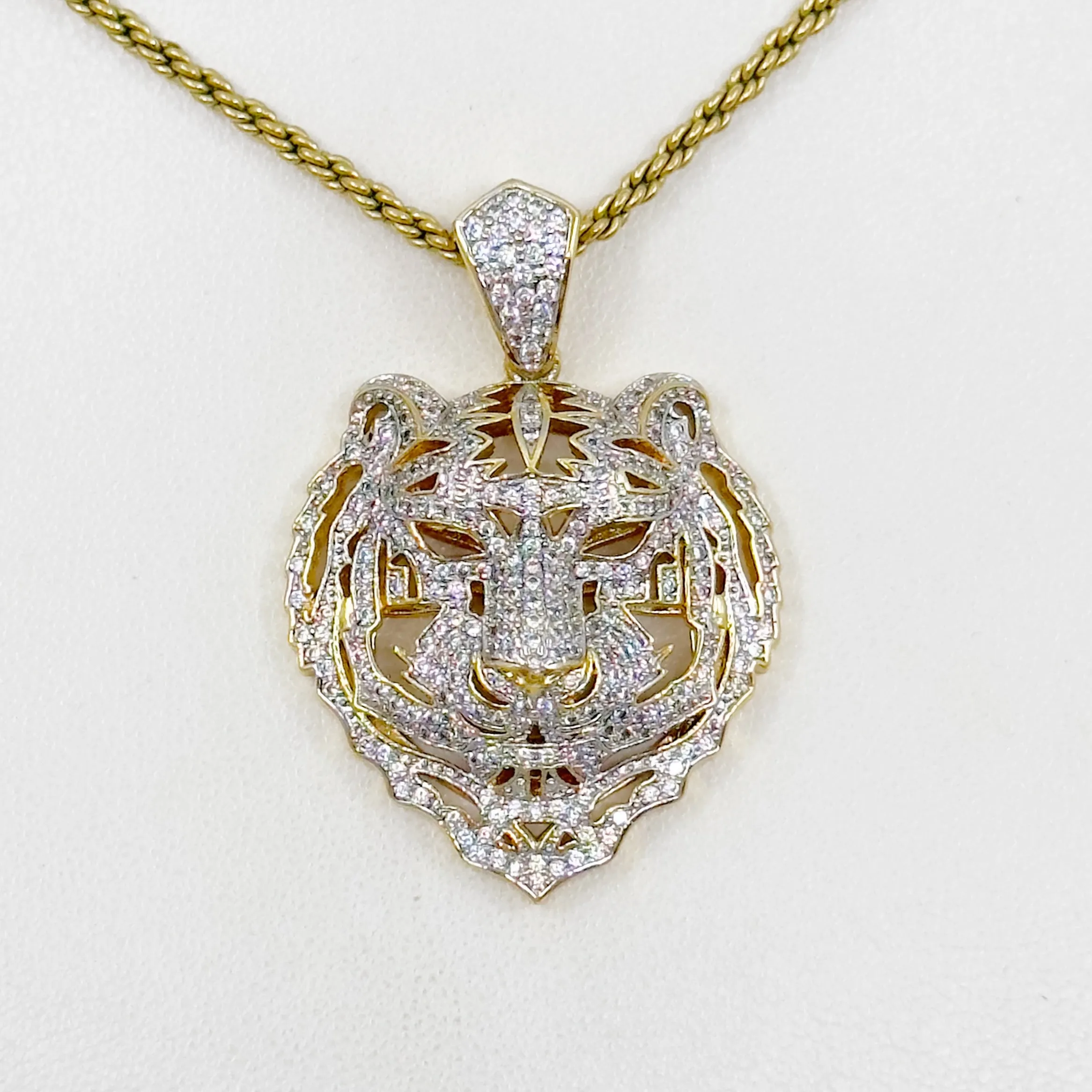 AC Gold filled cubic zirconia tiger pendant