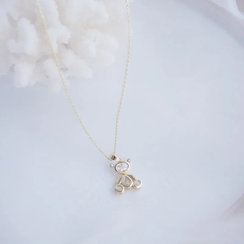 Adorable Zircon Teddy Bear Pendant Necklaces