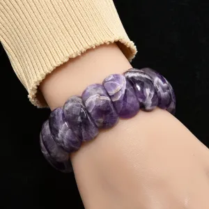 Amethyst Faceted Gemstone Bead Elastic Bracelet