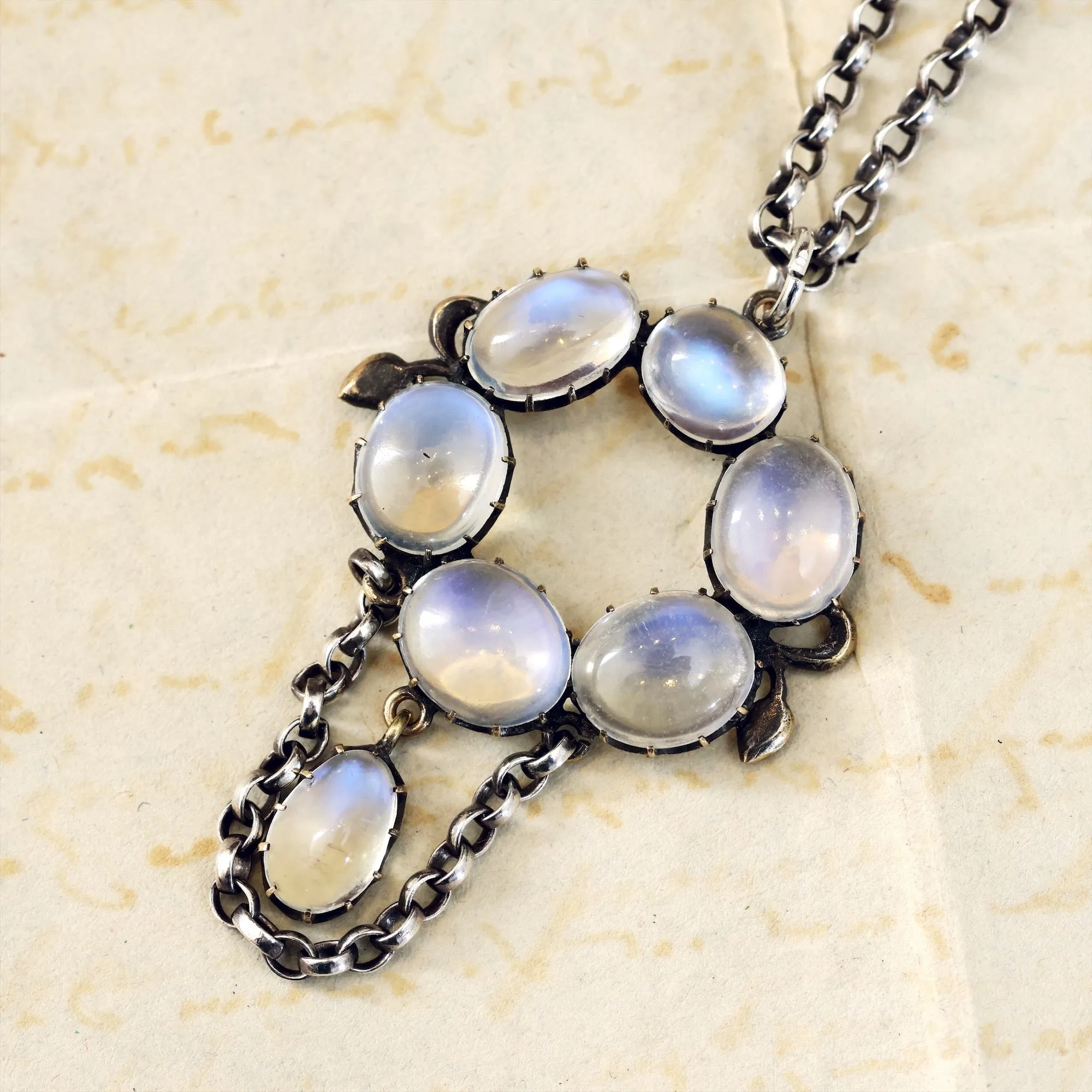 Antique Arts & Crafts Silver Moonstone Pendant