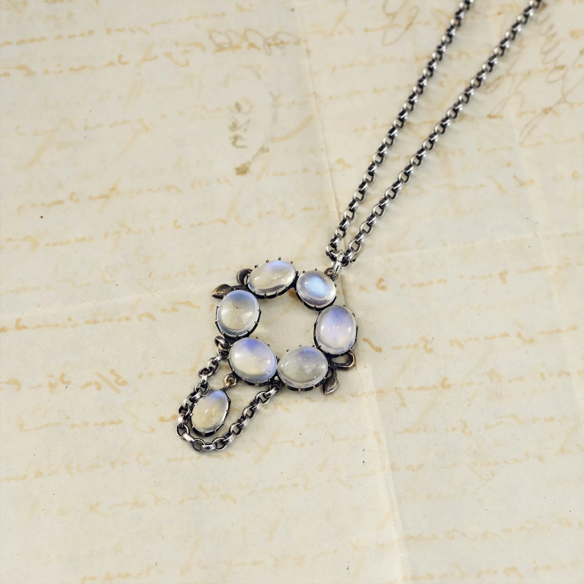 Antique Arts & Crafts Silver Moonstone Pendant