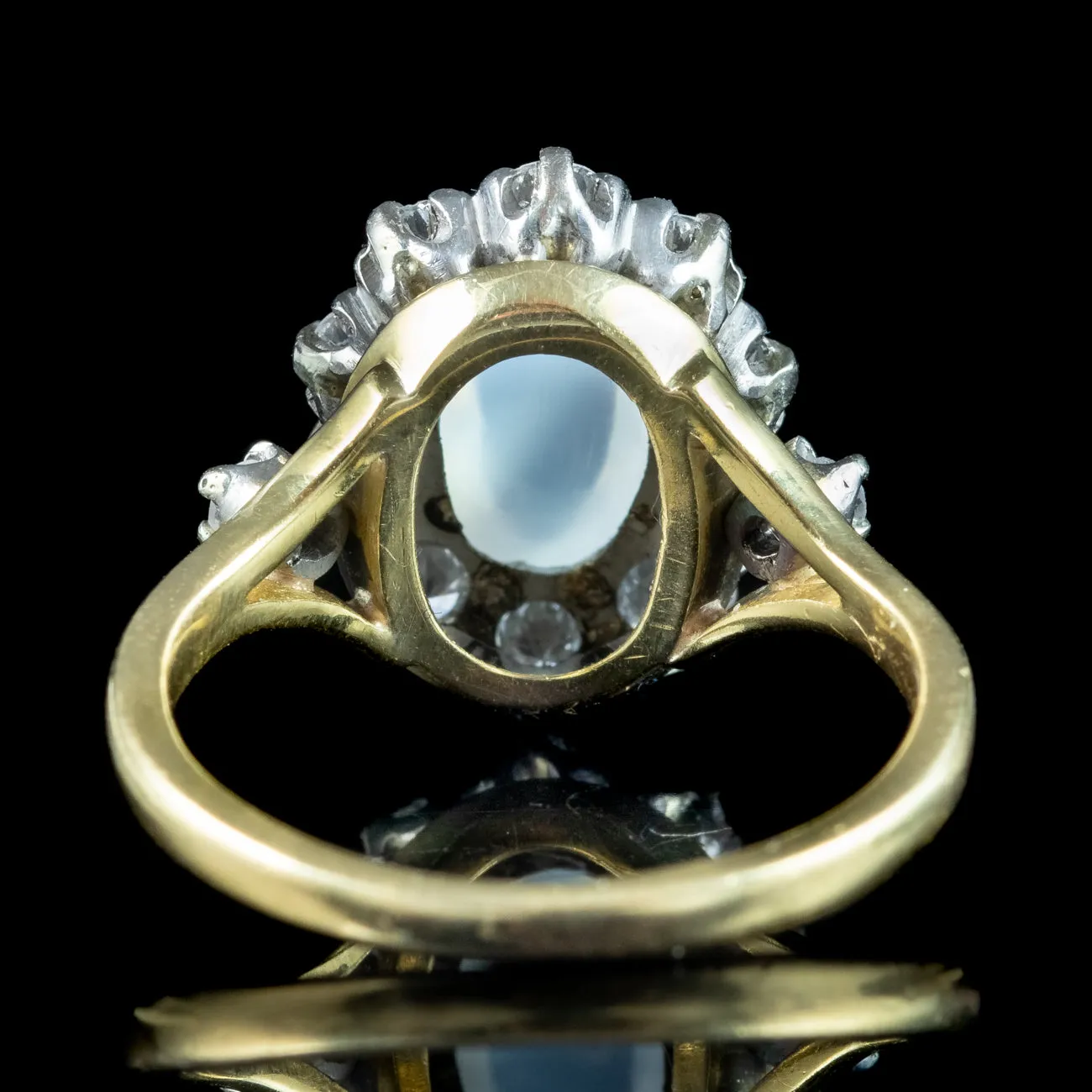 Antique Edwardian Moonstone Diamond Cluster Ring 2ct Moonstone