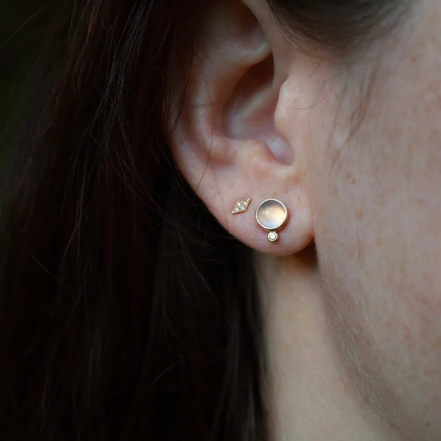 Astral Earrings - Moonstone & White Diamond