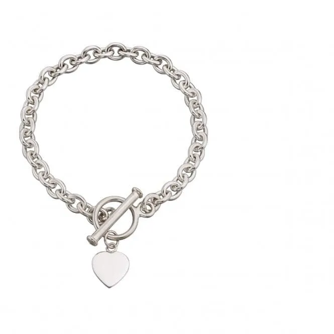 Beginnings Sterling Silver B066 Heart Tag T Bar 20cm Bracelet