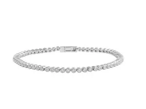 Bezel Diamond Tennis Bracelet in 14K White Gold