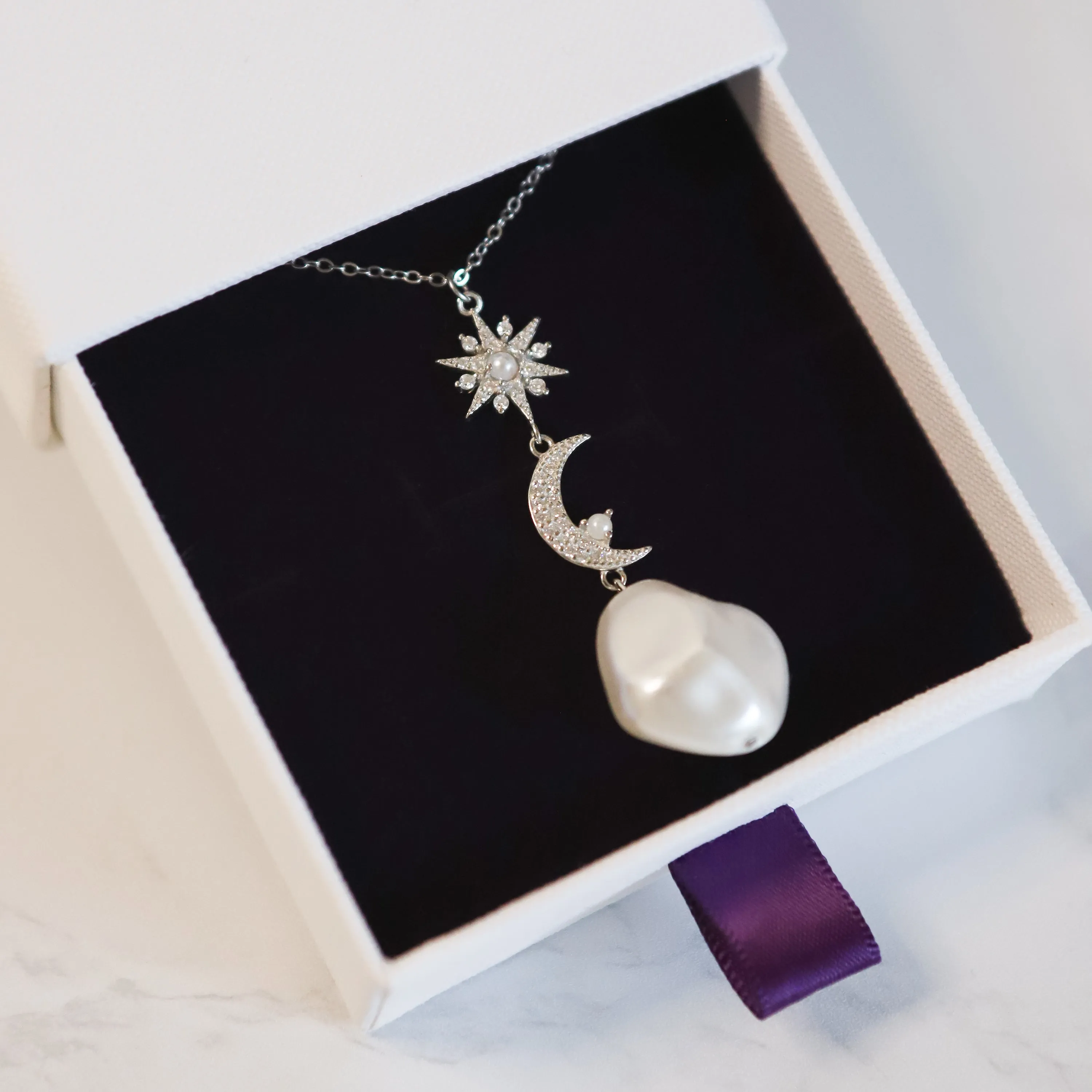 Bronte Pearl Drop Necklace | 925 Sterling Silver