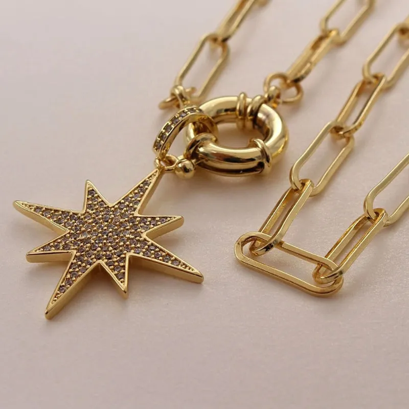 Celestial Lightning, Moon, and Star Pendant Necklaces