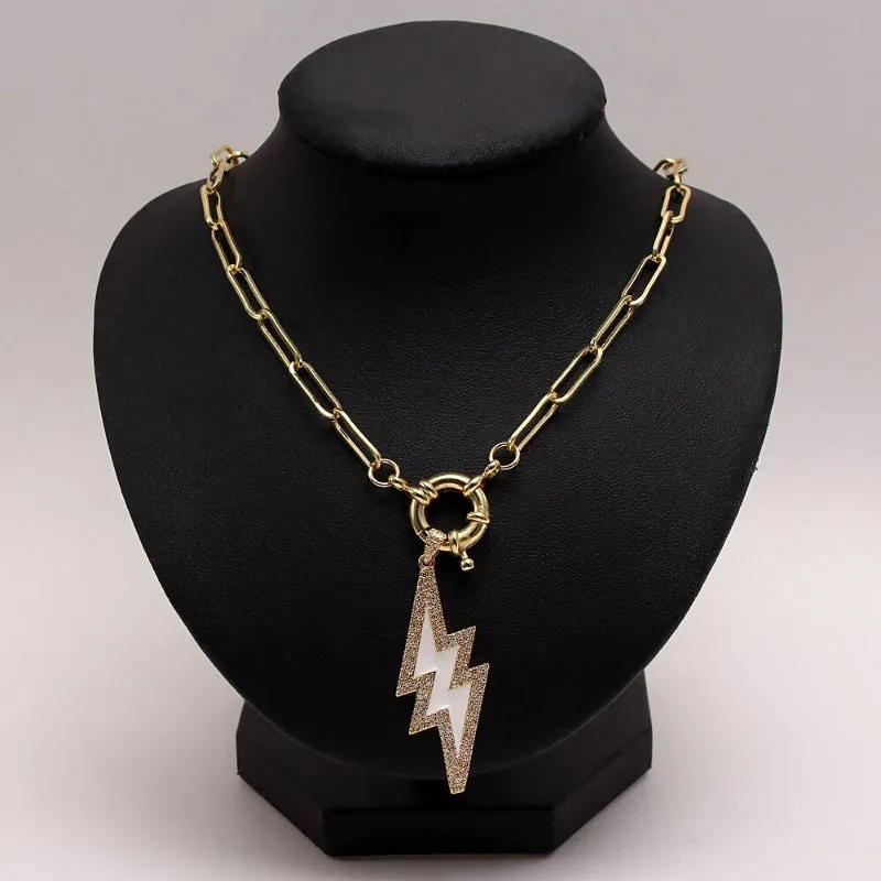 Celestial Lightning, Moon, and Star Pendant Necklaces