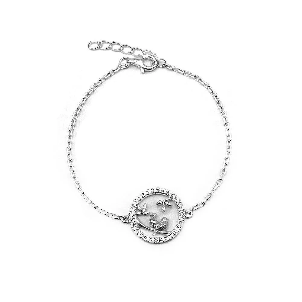 Charity Love Birds Open Round 925 Sterling Silver Bracelet