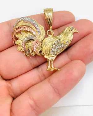 Chicken Rooster Pendants / CZ Tri-Color Pendant 33x45mm / Gold Filled Pendant / Dije de Gallo / Chicken Rooster / Men's Pendant / Womens Pendant / Dije de Gallo en Oro Laminado Para Mujer o Hombre