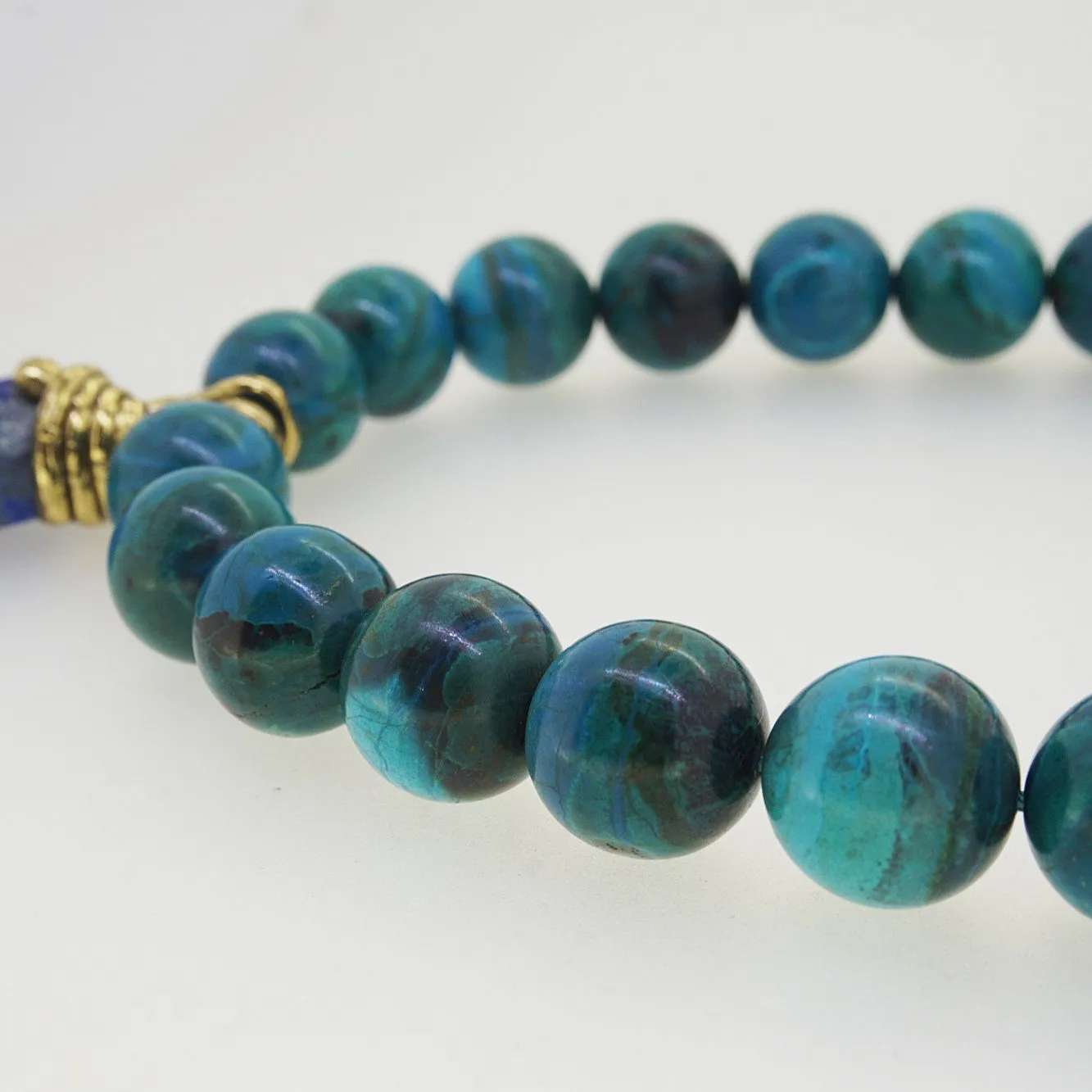 Chrysocolla 16mm with Lapis Lazuli Pendant