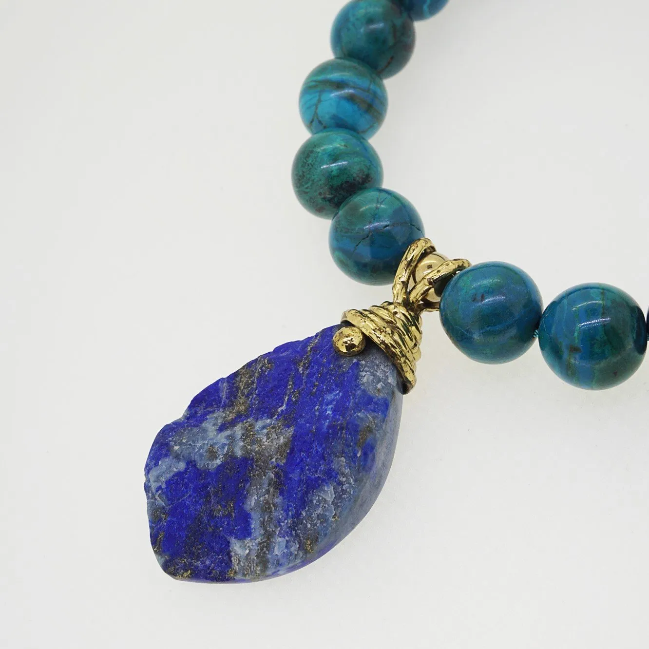 Chrysocolla 16mm with Lapis Lazuli Pendant