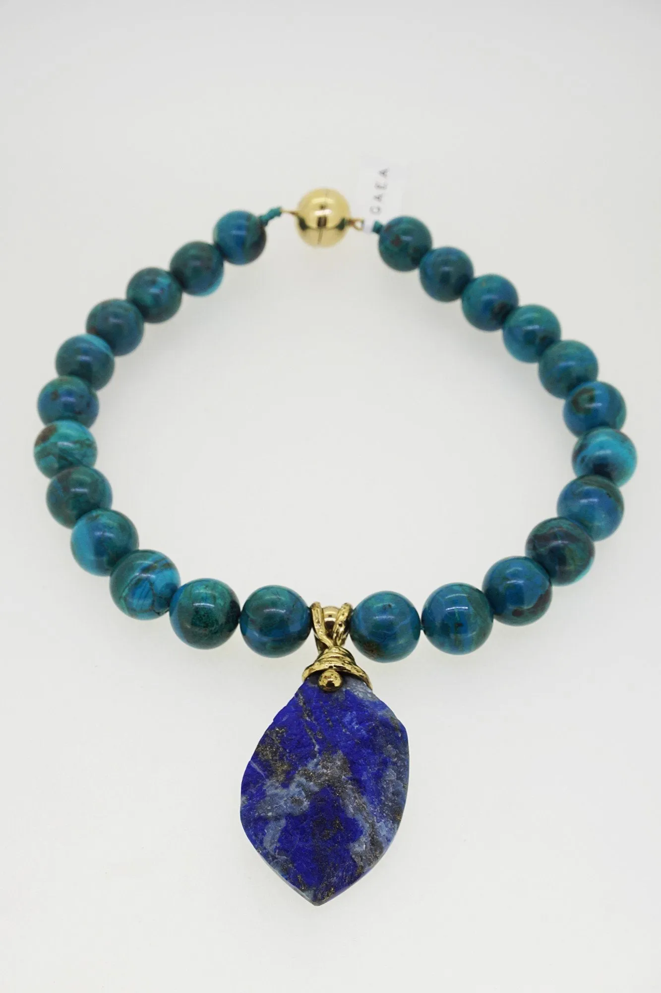 Chrysocolla 16mm with Lapis Lazuli Pendant