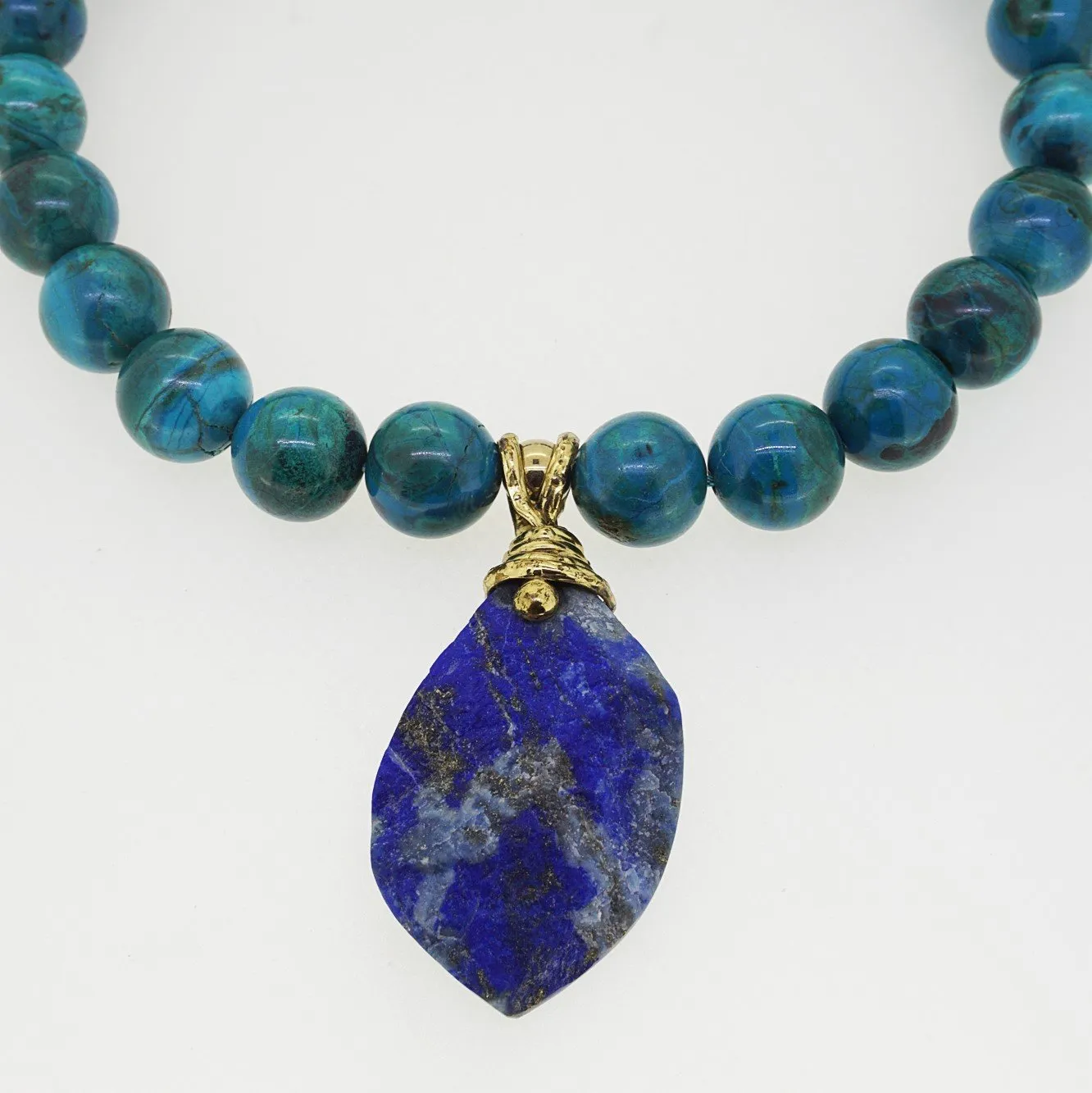 Chrysocolla 16mm with Lapis Lazuli Pendant