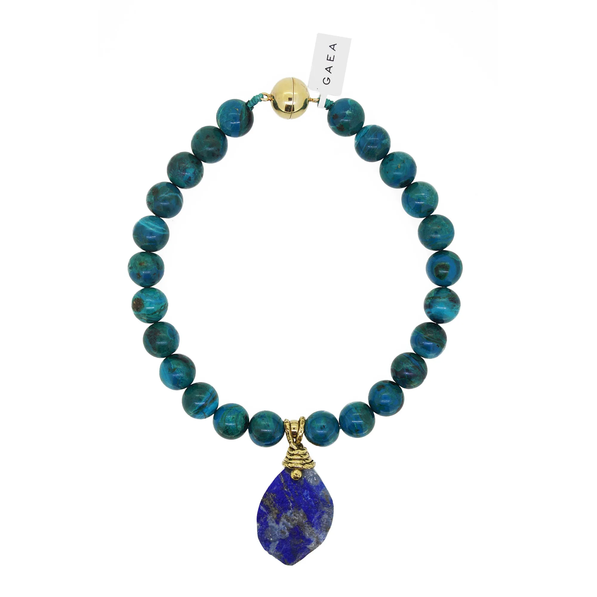 Chrysocolla 16mm with Lapis Lazuli Pendant