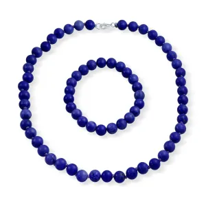 Classic Simulated Blue Lapis Lazuli 7MM Beads Strand Necklace & Bracelet Set