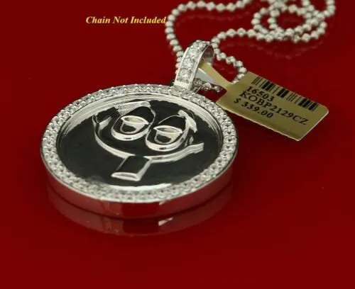 Create Custom Design Sterling Silver 'FASHION CHARM' 1.50inch Necklace Pendant with Cubic Zirconia