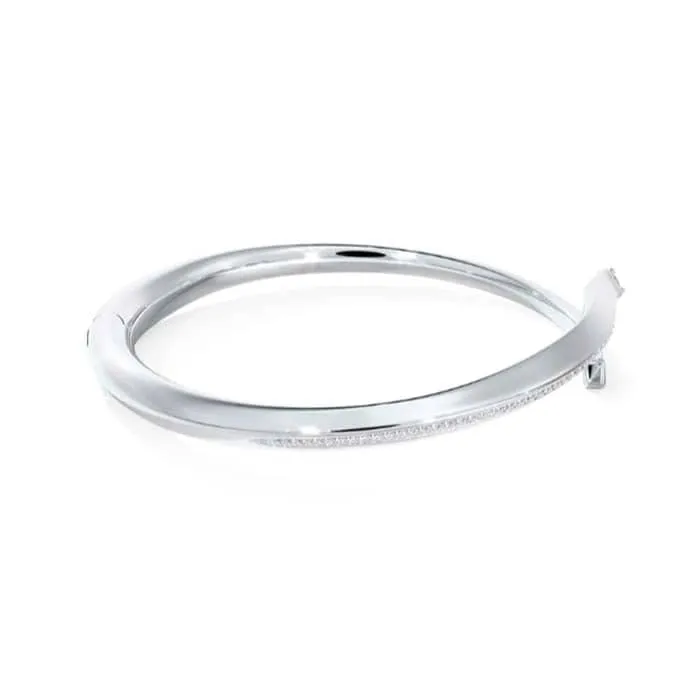 De Beers Forevermark Avaanti Pavé Bypass Bangle in 18K White Gold