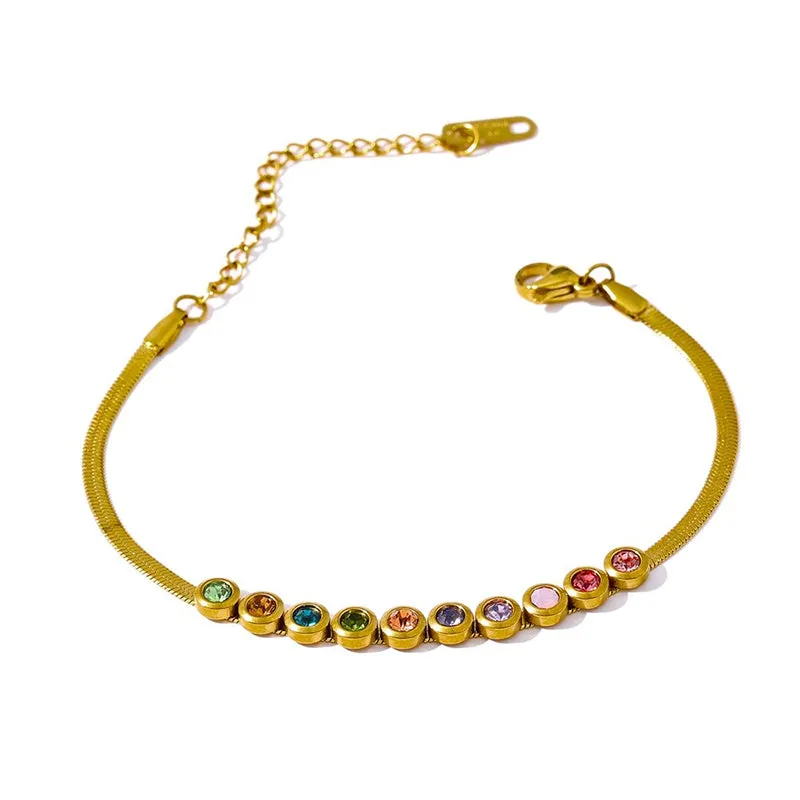 Deluxe Rainbow Zircon Leisure Chain Necklaces and Bracelets