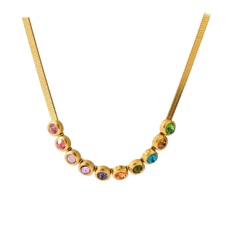 Deluxe Rainbow Zircon Leisure Chain Necklaces and Bracelets