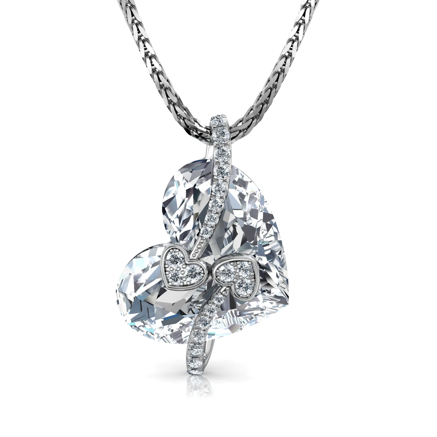 DEPHINI - Crystal Heart Necklace - 925 Sterling Silver SW Crystal