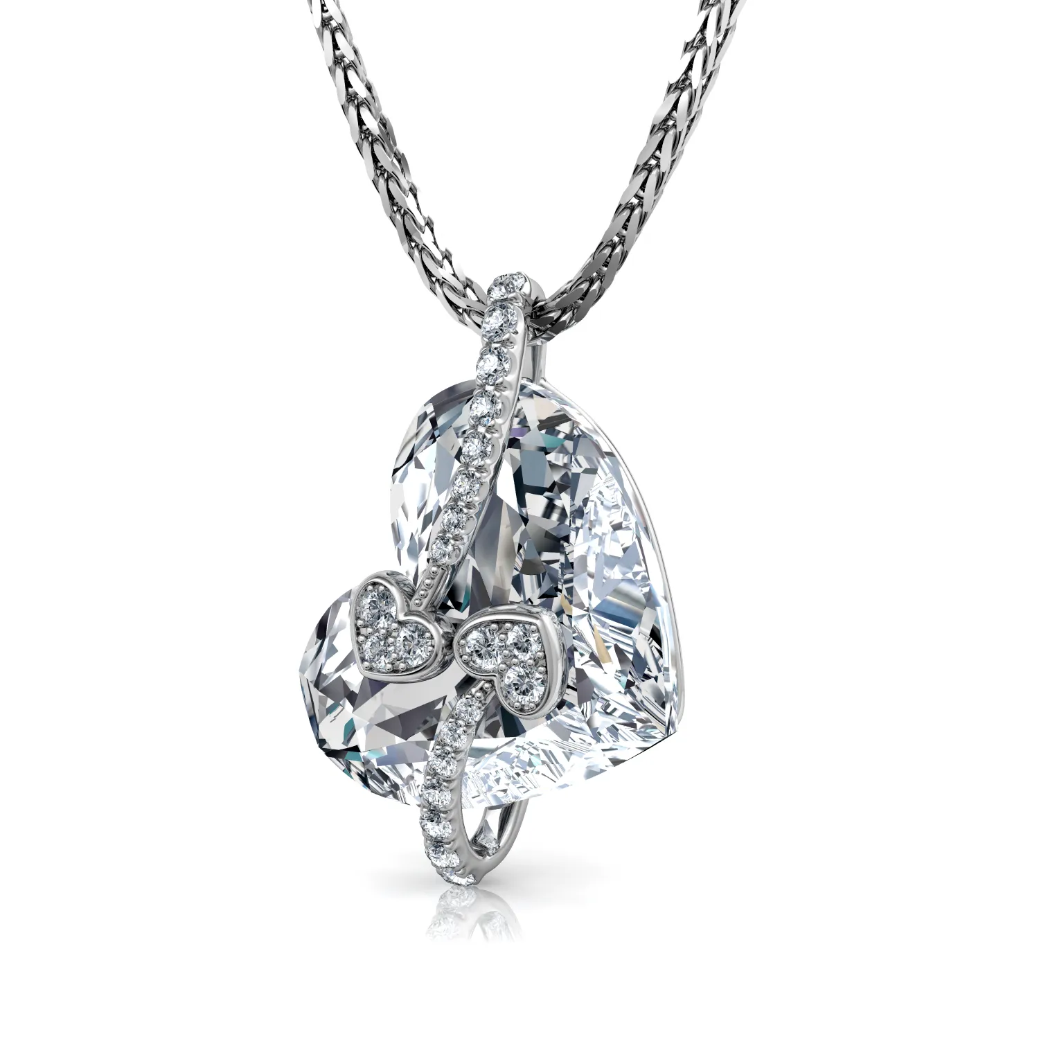 DEPHINI - Crystal Heart Necklace - 925 Sterling Silver SW Crystal