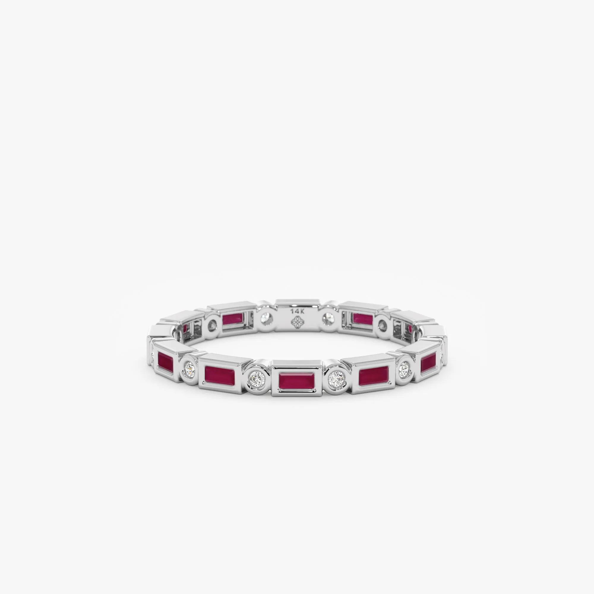 Diamond and Baguette Ruby Eternity Ring, Tamia