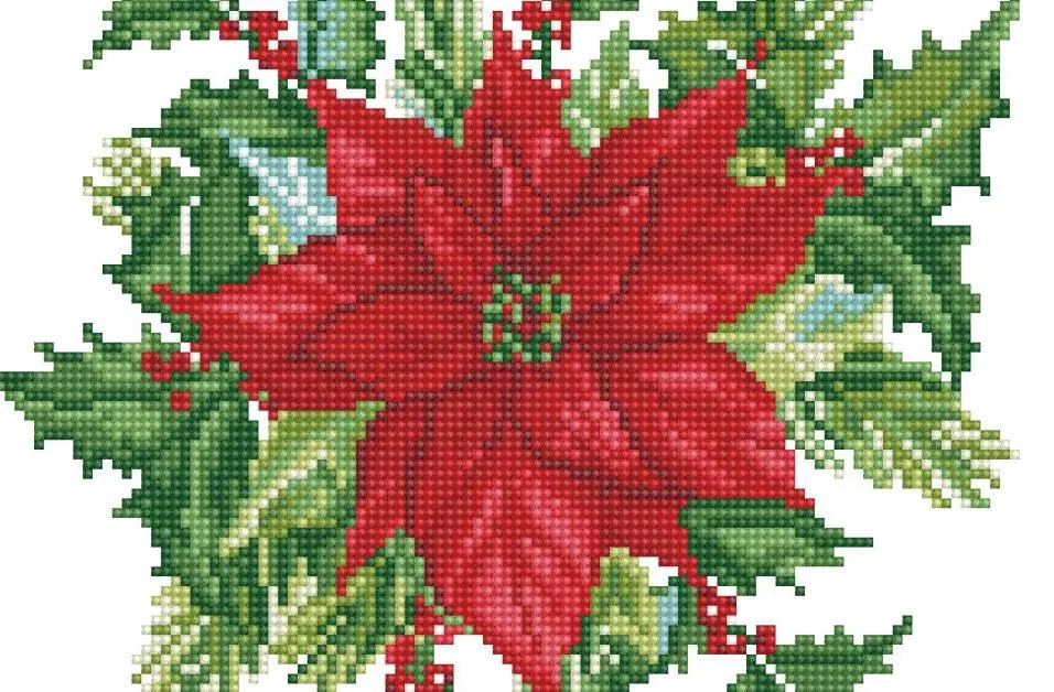 DIY Diamond Dotz Festive Bouquet Poinsettia Facet Bead Wall Hanging Picture Kit