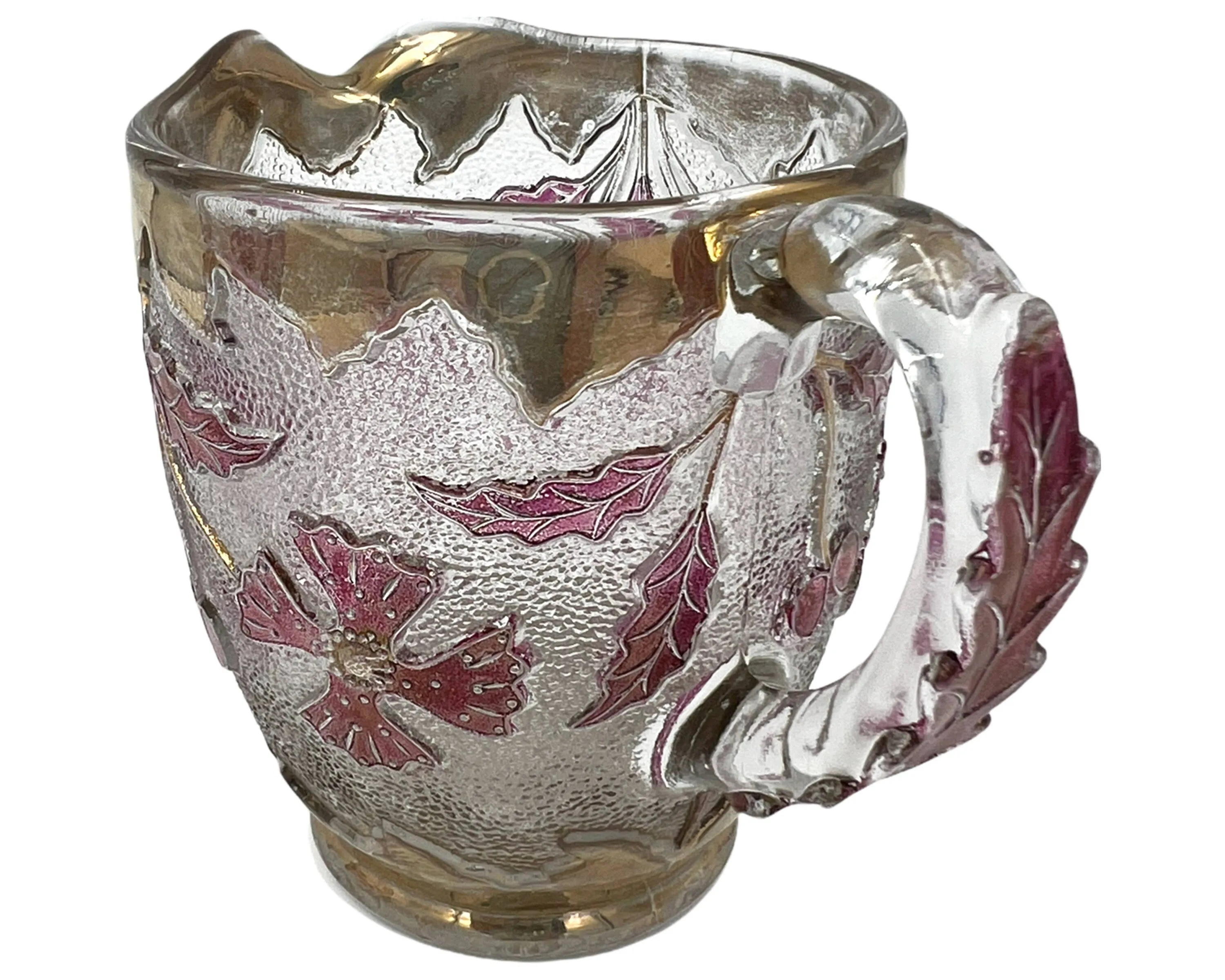 EAPG US Glass Delaware Creamer & Sugar Reverse Cranberry Rose Stained