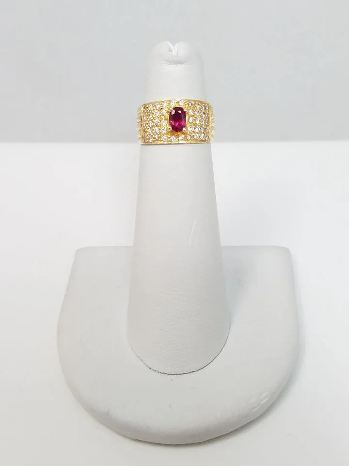 Elegant 18k Yellow Gold Natural Ruby Diamond Custom Ring