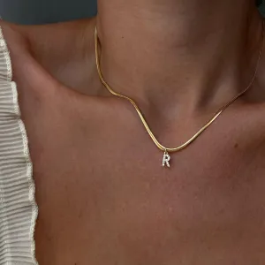 First Batch of 18k Real Gold Electroplated Zircon Small Letters Snake Chain Necklace