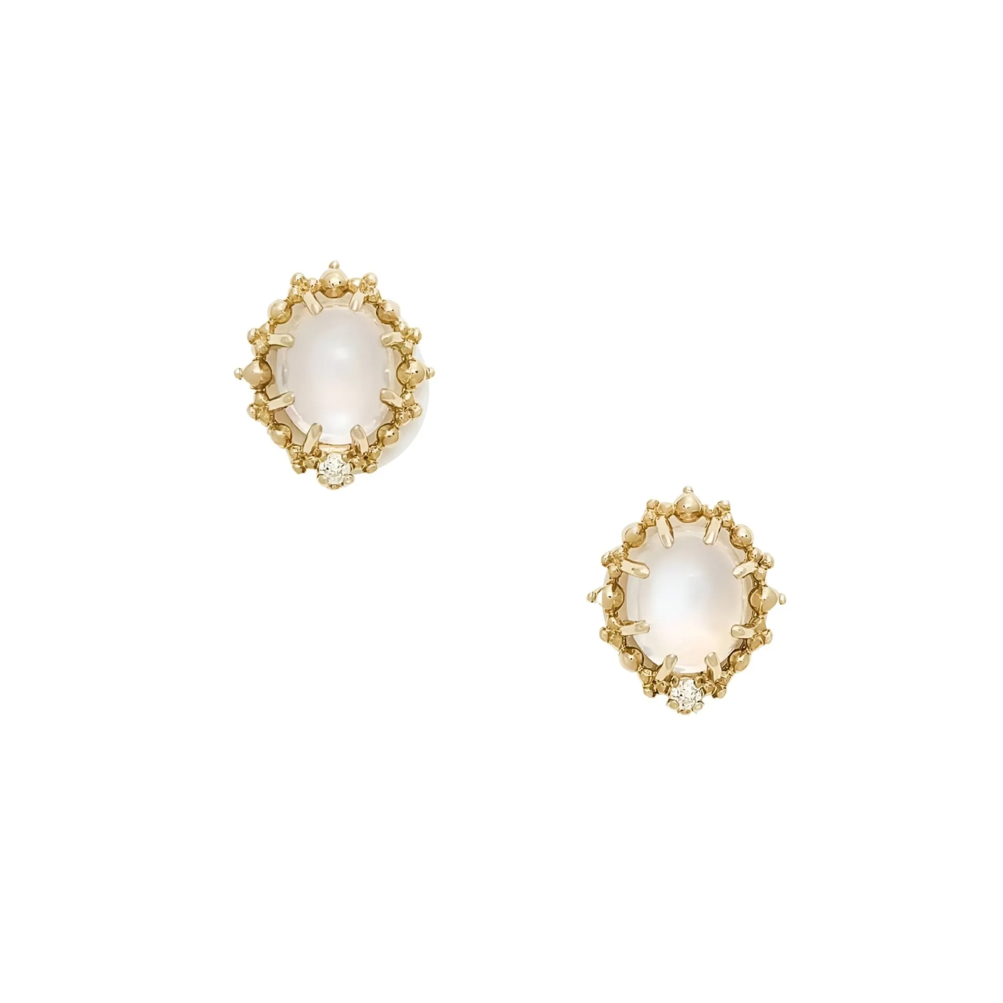 French Retro Moonstone & Zircon Earrings