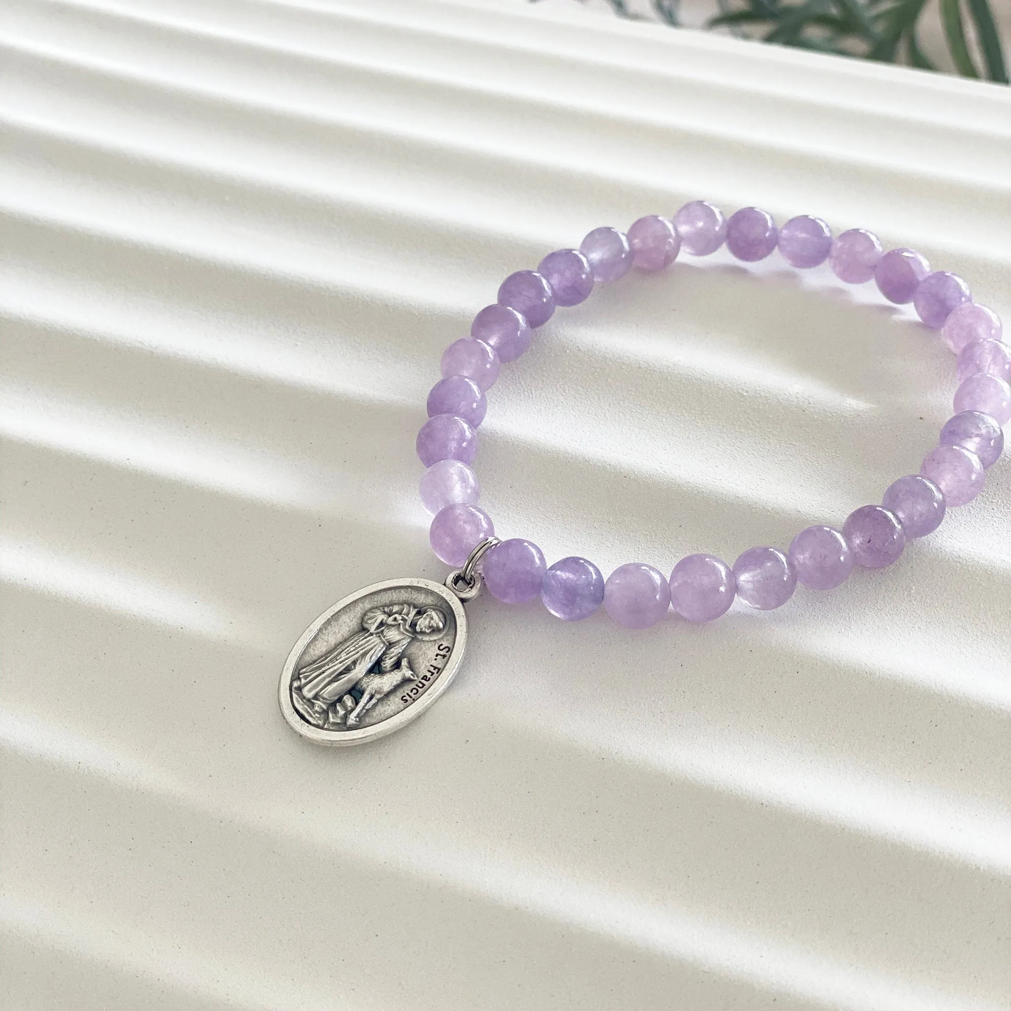 Gemstone Saint Bracelet - Amethyst