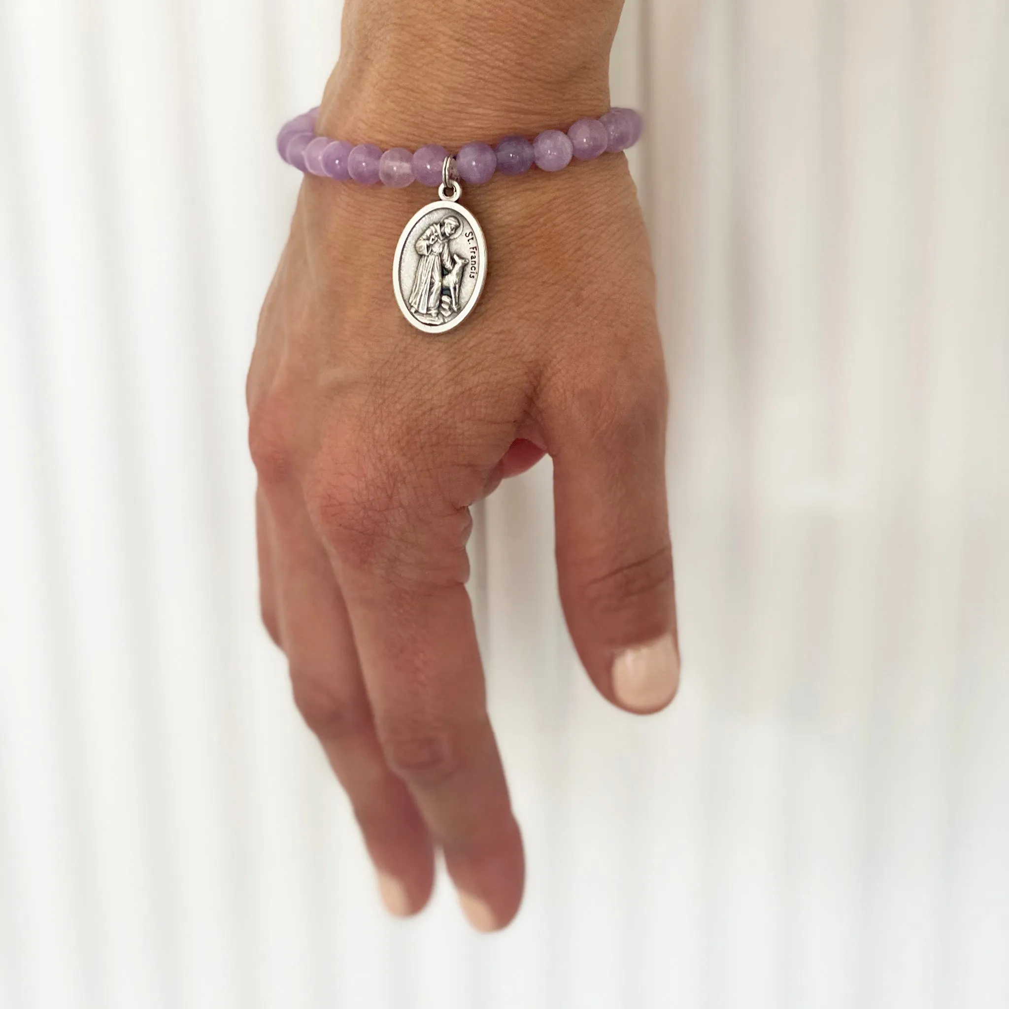 Gemstone Saint Bracelet - Amethyst