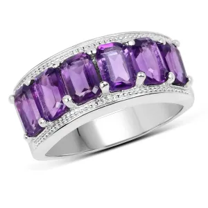 Genuine Amethyst Half Eternity Band Ring