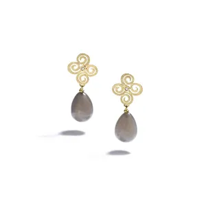 Gold and Pear Shaped Moonstone Earrings