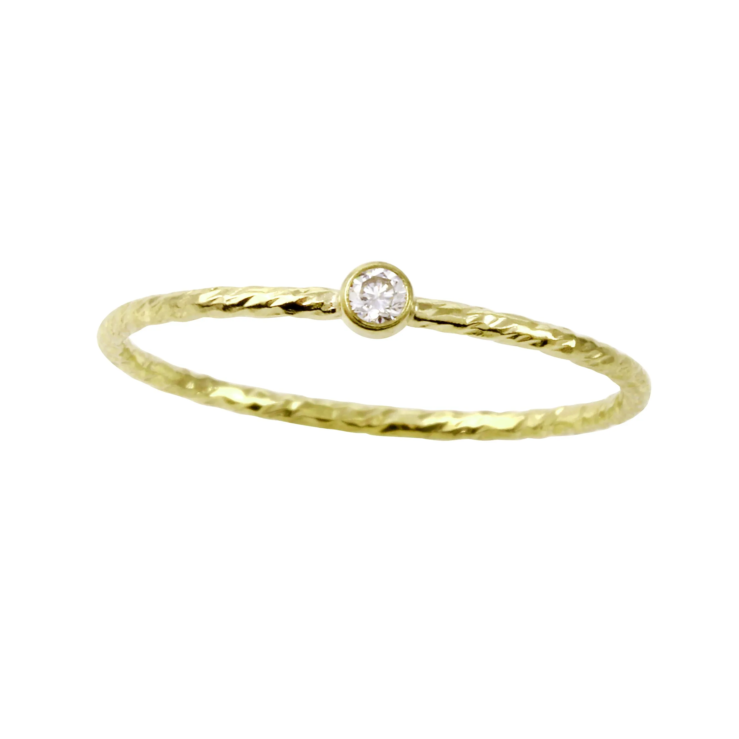 Gold-Filled Diamond Cut Band with a Bezel CZ