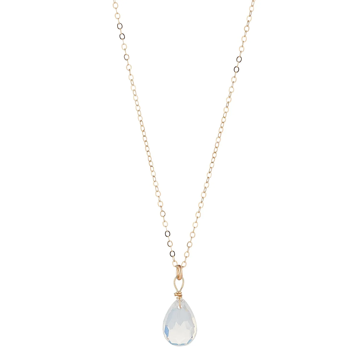 Gold Filled Opaque Teardrop Pendant Necklace