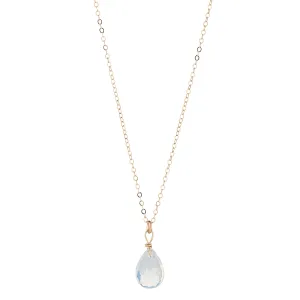 Gold Filled Opaque Teardrop Pendant Necklace