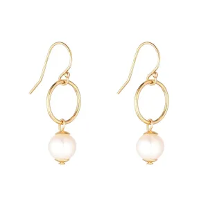 Gold Filled Petite Pearl & Circle Drop Earrings