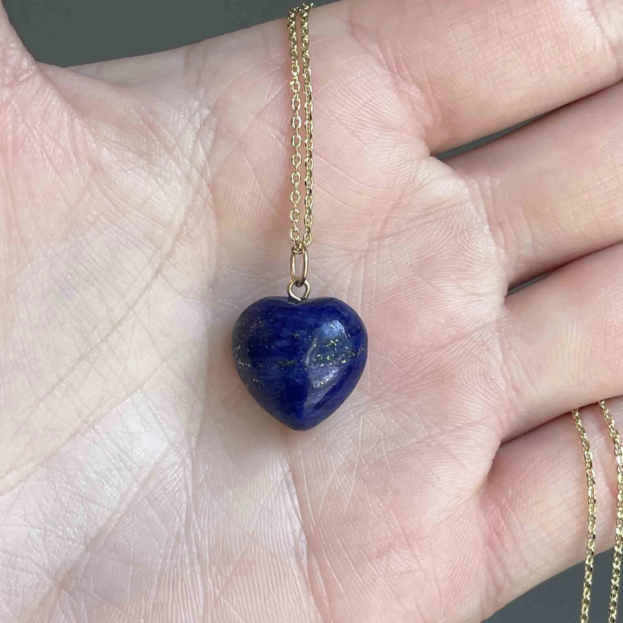 Gold Lapis Lazuli Heart Charm Necklace