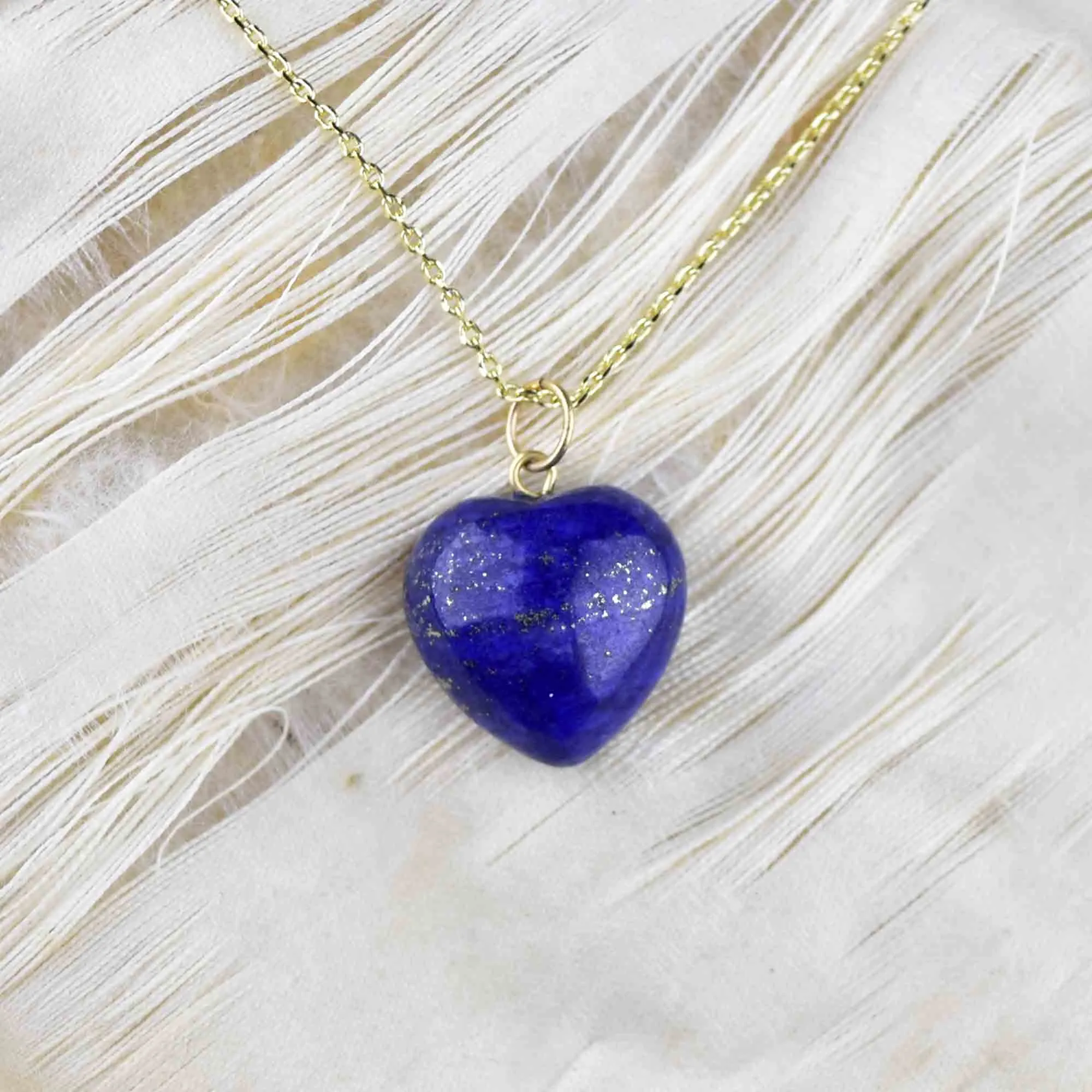 Gold Lapis Lazuli Heart Charm Necklace